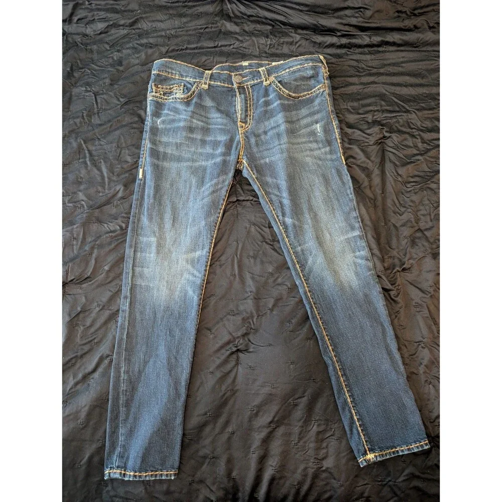 True Religion Rocco Jeans Men's Size 42 Blue Medium Wash Relaxed Skinny Denim